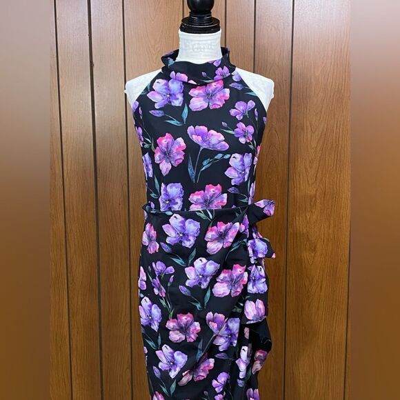 Chiara Boni La Petite Robe Draped High-Neck Floral Gown size 16 - Picture 12 of 14